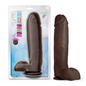 Au Naturel Huge 10in Dildo - Chocolate Skin Tone