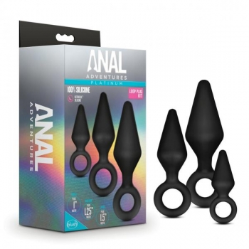 Anal Adventures Platinum Silicone Loop Plug Kit - Black