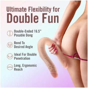 Dr Skin Plus - 16.5 Posable Double Dong - Beige