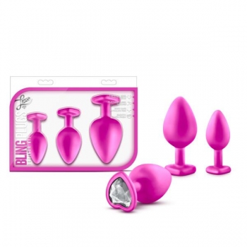 Bling Plugs Training Kit - Pink with White Gems