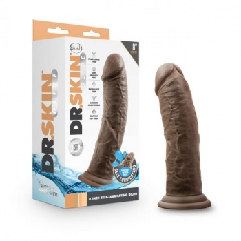 Dr. Skin Glide 8in Self Lubricating Dildo - Chocolate