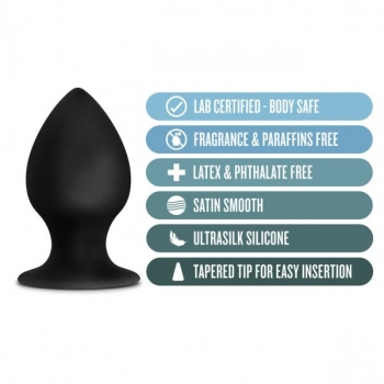 Anal Adventures Platinum Silicone Anal Stout Plug Medium Black