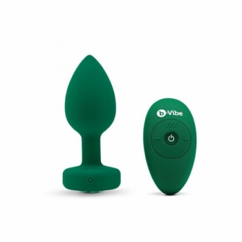 B Vibe Vibrating Jewel Plug - Emerald M/L