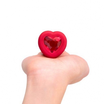 B Vibe Vibrating Heart Shaped Jewel Plug - M/L Red