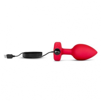 B Vibe Vibrating Heart Shaped Jewel Plug - M/L Red