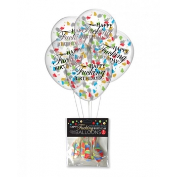 Happy F*ing Birthday Confetti Balloons - 5 Pack