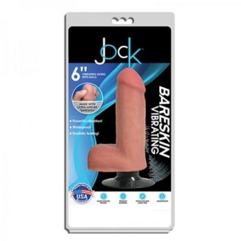 Jock Bareskin 6in Vibrating Vanilla Dildo with Balls