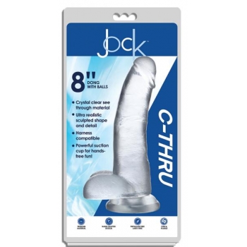 Jock C-thru 8in Clear Dildo W/ Balls Tpe