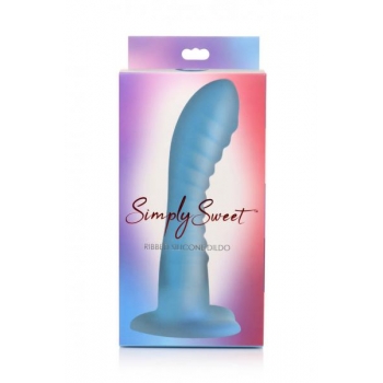 Simply Sweet Ribbed Silicone Dildo Blue