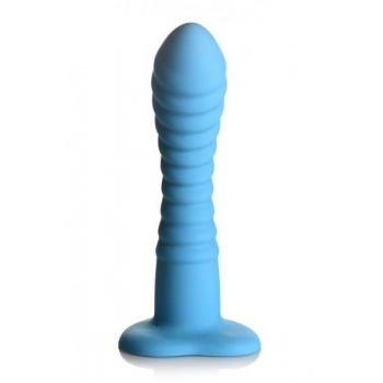 Simply Sweet Ribbed Silicone Dildo Blue