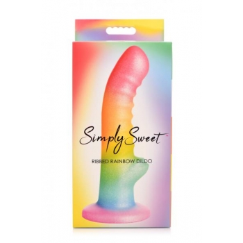 Simply Sweet 6.5in Ribbed Rainbow Dildo