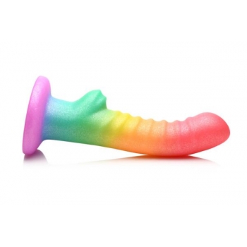 Simply Sweet 6.5in Ribbed Rainbow Dildo