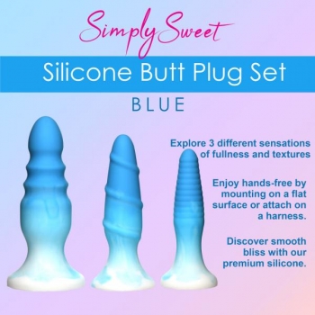 Simply Sweet Silicone Butt Plug Set - Blue