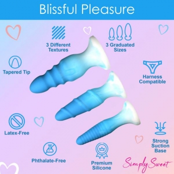 Simply Sweet Silicone Butt Plug Set - Blue