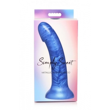 Simply Sweet 7 In Metallic Silicone Dildo Blue