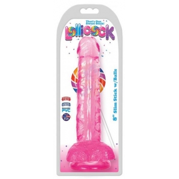 Lollicock 8 inches Slim Stick Dildo Balls Pink Cherry Ice