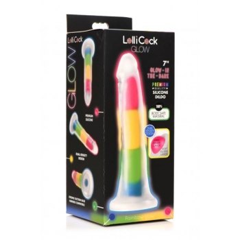 Lollicock 7in Glow In The Dark Rainbow Silicone Dildo