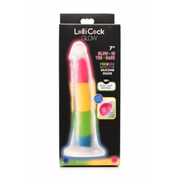 Lollicock 7in Glow In The Dark Rainbow Silicone Dildo