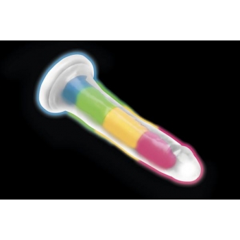 Lollicock 7in Glow In The Dark Rainbow Silicone Dildo