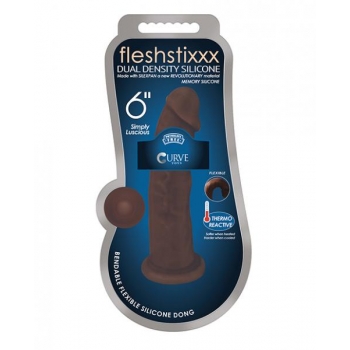 Fleshstixxx 6 inches Silicone Dildo No Balls Brown