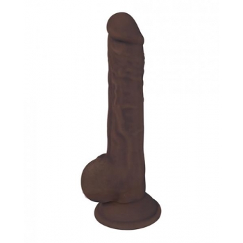 Fleshstixxx 9in Silicone Dildo W/ Balls Chocolate