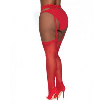 Pantyhose W/ Garters Red Q/S