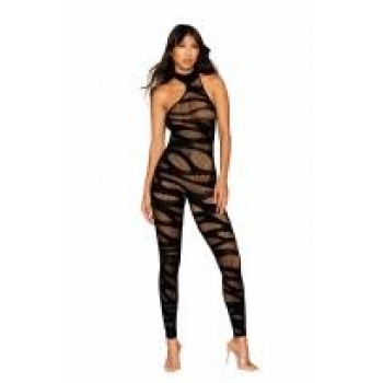 Asymmetrical Bodystocking Opaque Black - Alluring Appeal