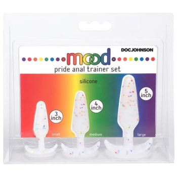 Mood Pride Anal Trainer Set - Rainbow Confetti Silicone