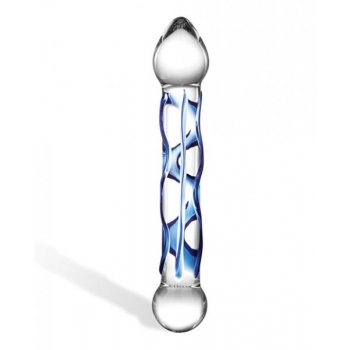 Glas Full Tip Textured Glass Dildo - Clear 6.5 inches