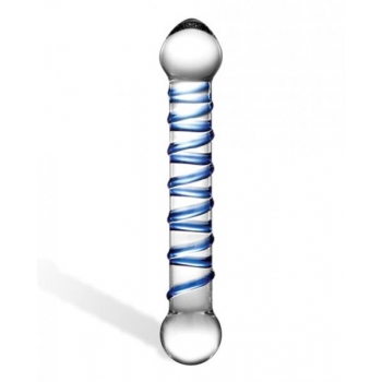 Glas 6.5 Inch Glass Spiral Dildo in Clear, Blue