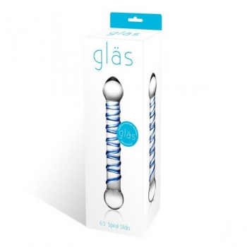 Glas 6.5 Inch Glass Spiral Dildo in Clear, Blue