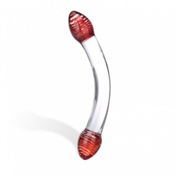 Red Head Glass Double Dildo 9 inches