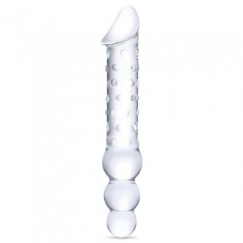 Glas 12in Double Ended Dildo W / Anal Beads