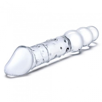 Glas 12in Double Ended Dildo W / Anal Beads