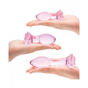 Glas 3pc Rosebud Butt Plug Set