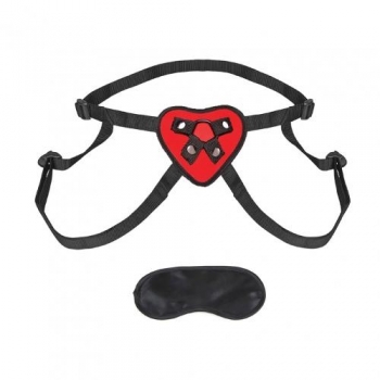 Lux Fetish Red Heart Strap On Harness