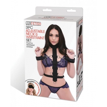 Lux Fetish 3pc Adjustable Neck & Wrist Restraint Set