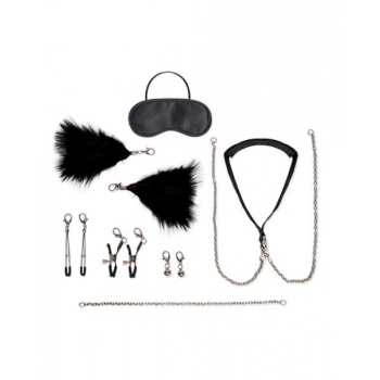 Lux Fetish 12 Pc Collar & Nipple Clips Set