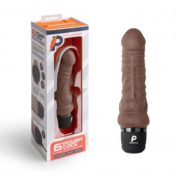 Powercocks 6in Realistic Vibrator Dark Brown