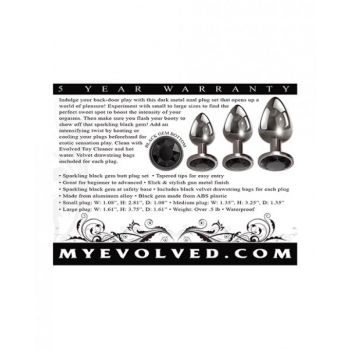 Evolved Gem Black Anal Plug Set