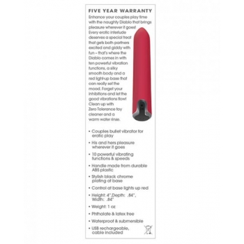 Diablo: Rechargeable Bullet Vibrator in Red