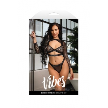 Vibes Barbed Wire 3pc Net Bralette Set L/xl