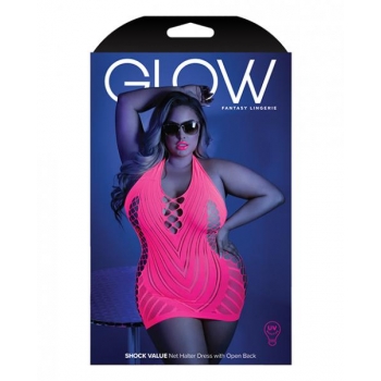 Glow Shock Value Halter Dress Neon Pink Q/s