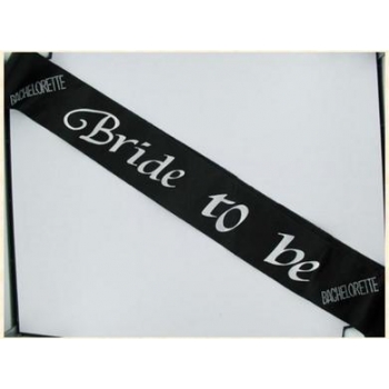 Bride 2B Sash Black with Clear Stones