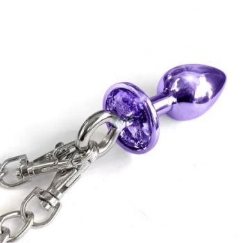 Nixie Metal Plug & Furry Cuff Set Purple Metallic