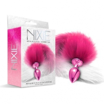 Nixie Metal Plug W/ Ombre Tail Medium Pink Metallic