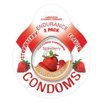 Endurance Flavored Condoms 3-Pack - Strawberry