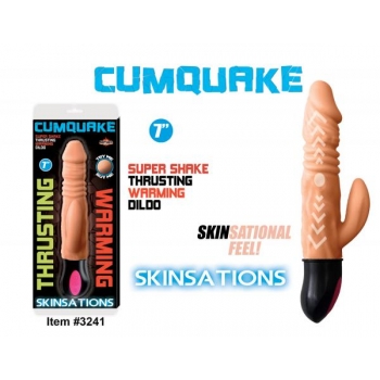 Skinsations Cum Quake Warming Dildo with Clit Stimulator