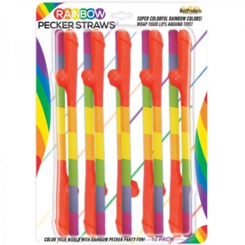 Rainbow Pecker Straws 10 Pack