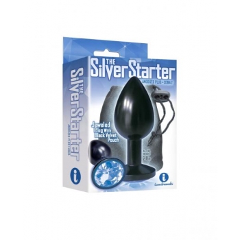 The Silver Starter Anodized Bejeweled Steel Plug Cobalt